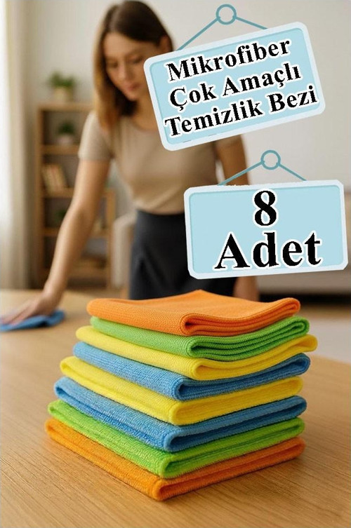 Temizlik Bezi 8 Adet Renkli 40x40cm Mikrofiber Bez Kurulama Bezi İz Bırakmayan Bez Leke Tutmaz Cam Bezi Mutfak Bezi