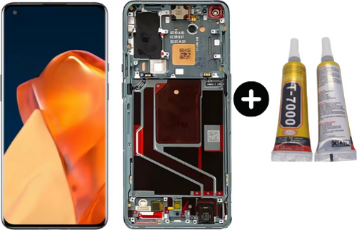 Oneplus 9 Pro LE2123 Uyumlu Çıtalı Lcd Ekran Dokunmatik Siyah + B7000