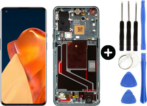 Oneplus 9 Pro LE2123 Uyumlu Çıtalı Servis Lcd Ekran Dokunmatik Siyah + Tamir Seti