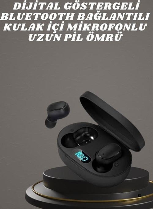 Kulaklık Dijital Göstergeli Bluetooth Bağlantılı Kablosuz Kulak İçi Mikrofonlu Dokunmatik Kontrol
