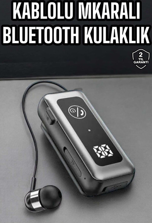 Kablolu Bluetooth Kulaklık Kulak İçi Stereo Mikrofonlu Dijital Göstergeli