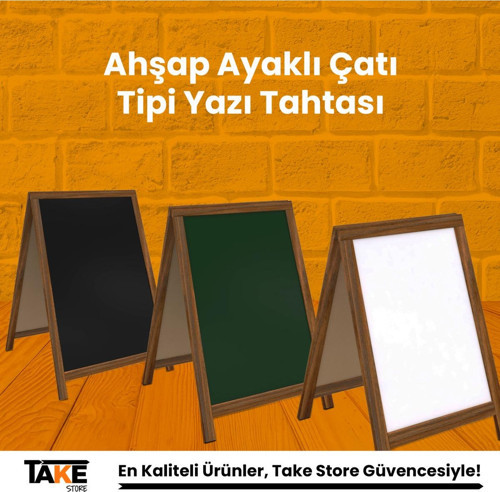 Panda Ahşap Ayaklı Çatı Tipi Yeşil +beyaz Yazı Tahtası 50*70 Ebat