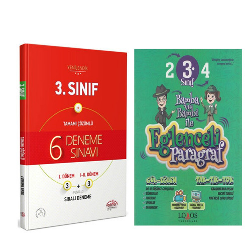 Editör Yayınları 3. Sınıf 6 Deneme ve Lodos Eğlenceli Paragraf Soru Bankası Seti 2 Kitap