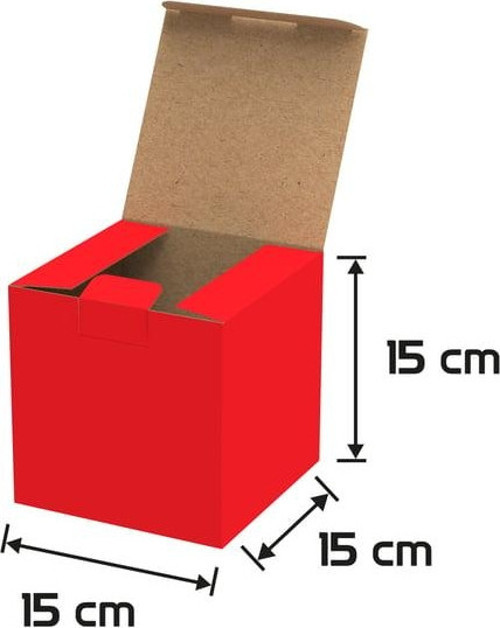 15x15x15 - 100 Adet - Kırmızı Kilitli E Ticaret Karton Kargo Kutusu (OFSET RED CHROME)