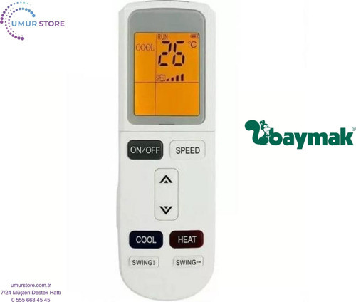 Baymak Elegant Soft 12 Uyumlu Duvar Tipi Split Klima Kumandası