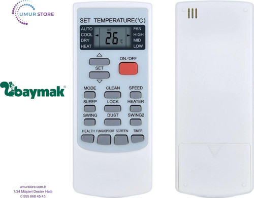 Baymak YKR-H/004E Uyumlu Klima Kumandası