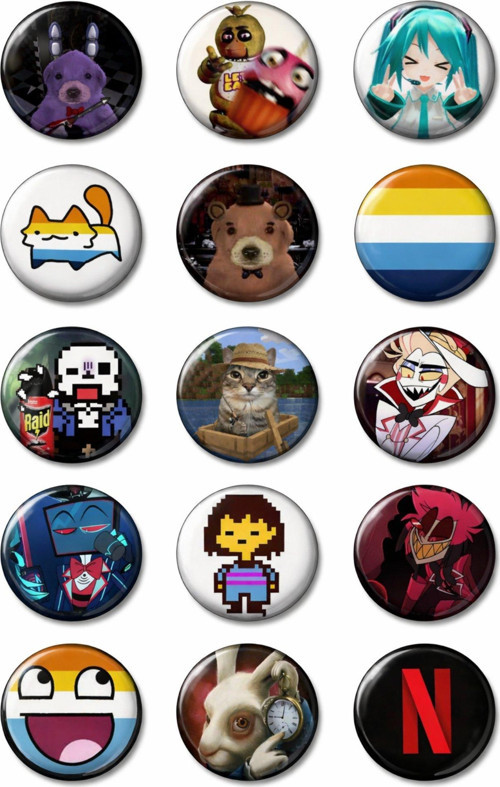 Trend Rozet Seti-7-Müzik, Anime ve Mizah Temalı 15’li Rozet (44 mm)