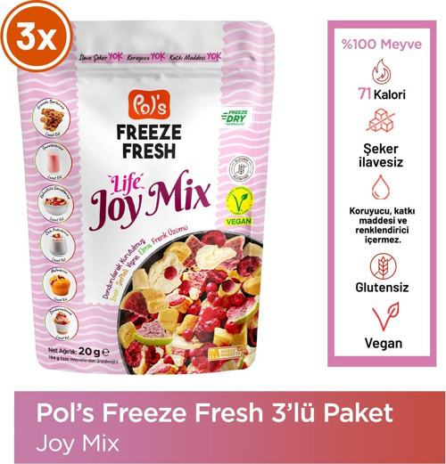Pol's Freeze Fresh Dondurularak Kurutulmuş Joy Mix 20 g x 3 adet