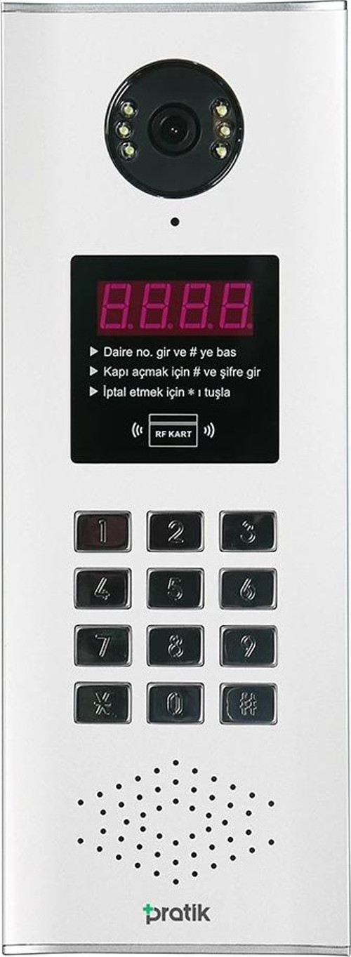 PRATİKPLUS Görüntülü Dijital Tuşlu Zil Paneli Şifre ve Temassız Kartlı Kapı Açtırma