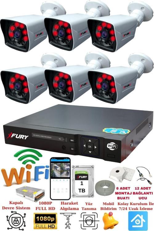 6 Kameralı 5mp Lensli 1080P 2mp Görüntü 6 Atom Gece Görüşlü FullHd Güvenlik Kamerası 5525A 1TB