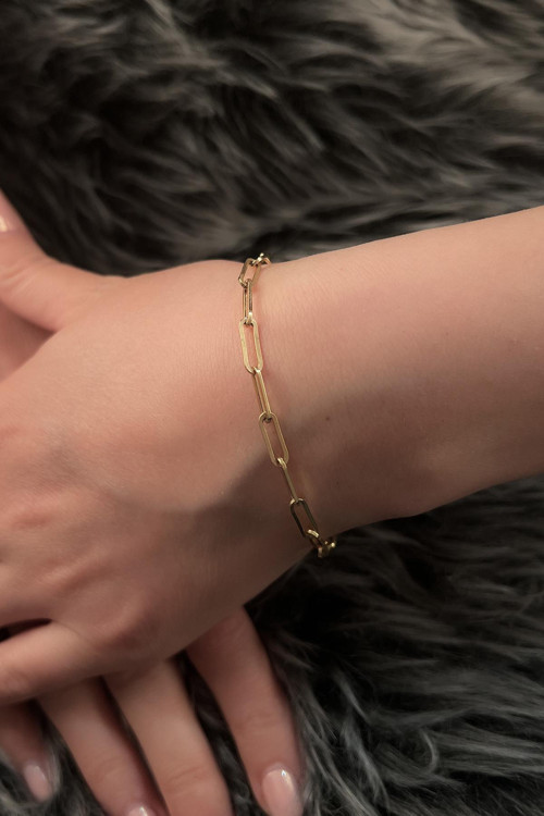 14 Ayar Altın Omega Kilit Detaylı Ataç Bileklik 5 mm
