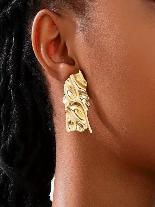 14k Altın Kaplama Geometrik Plaka Küpe