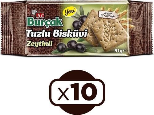 Burçak Tuzlu Zeytinli Bisküvi 91 G x 10 Adet