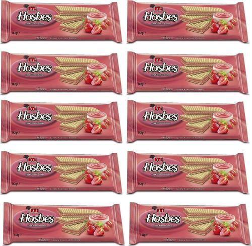 Hoşbeş Çilek Kremalı Gofret 142 g x 10 Adet