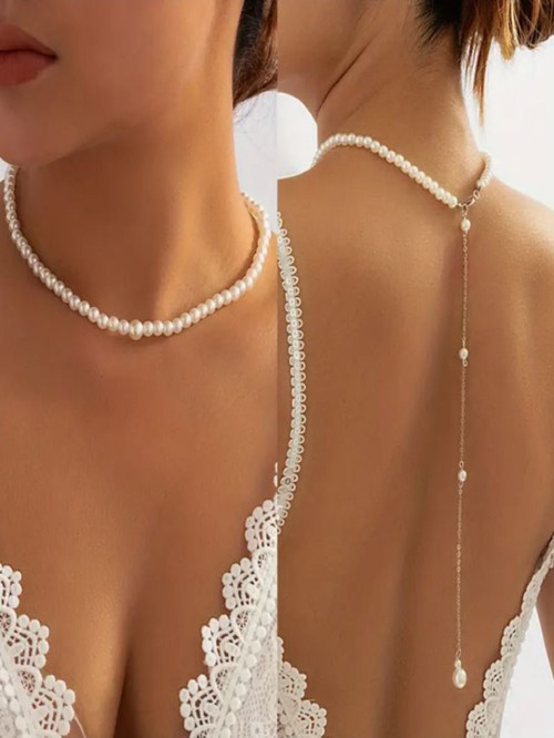 Şık Boho Chic İnci Vücut Zinciri
