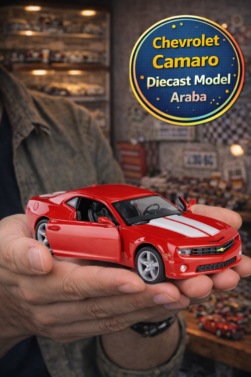 Amerikan Serisi Kırmızı Chevrolet Camaro 20 Açılır Kapı Çek Bırak Metal Araba 1:32