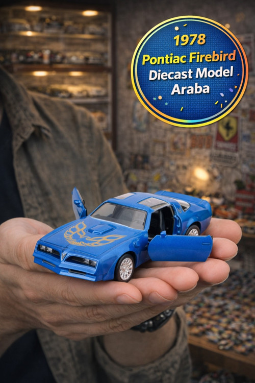 Amerikan Serisi Mavi 1978 Pontiac Firebird Açılır Kapı Çek Bırak Metal Araba 1:32