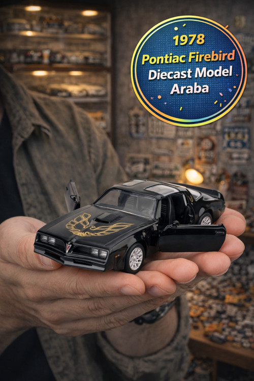 Amerikan Serisi Siyah 1978 Pontiac Firebird Açılır Kapı Çek Bırak Metal Araba 1:32