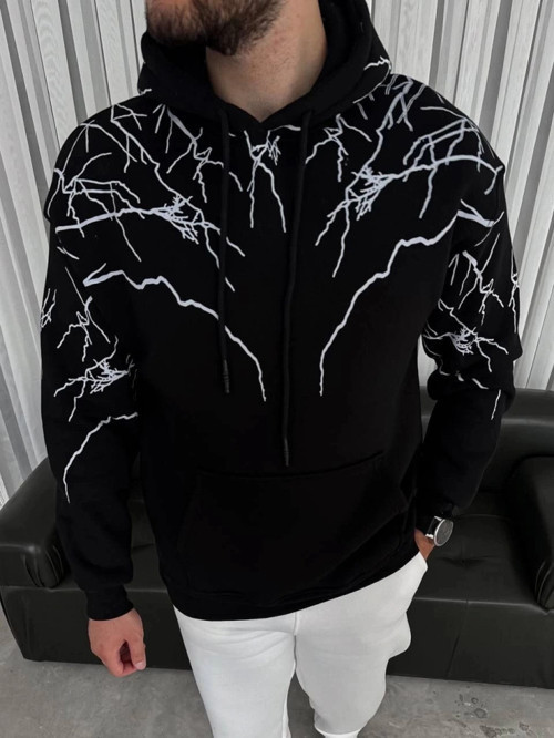 Yıldırım Baskılı Kapşonlu SweatShirt