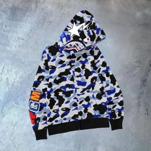 Erkek 3 İplik Bape Kapüşonu Fermuarlı Hırka