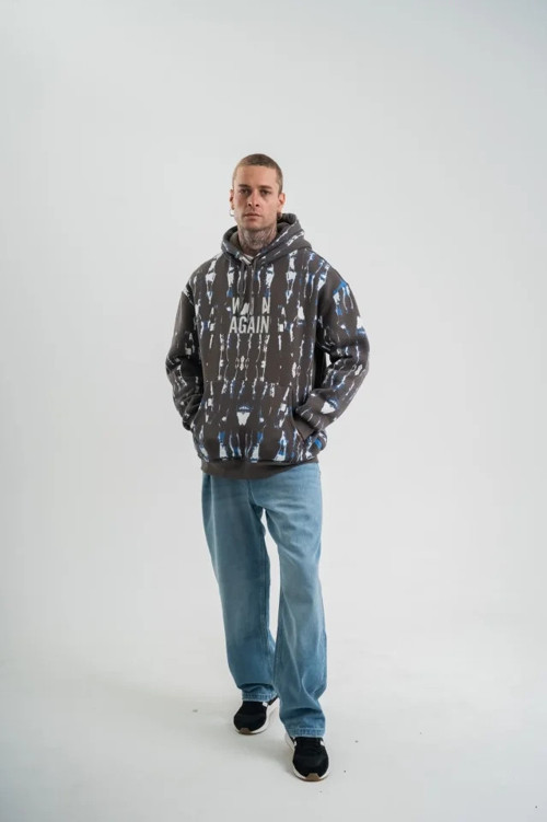 Unisex Uzun Kol Kapşonlu Pano Baskılı SweatShirt