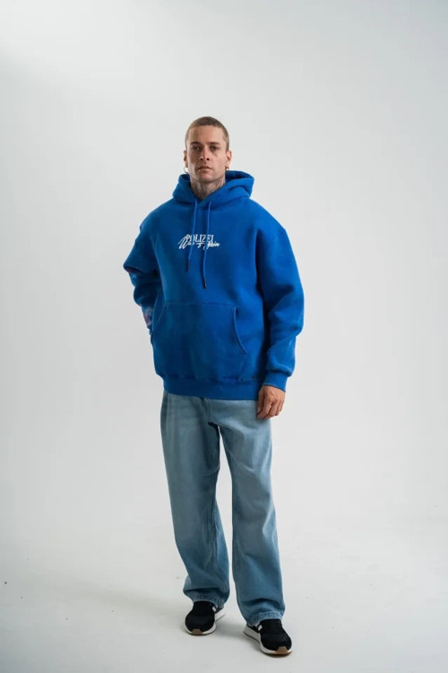 Uzun Kol Kapşonlu Yıkamalı Baskılı SweatShirt