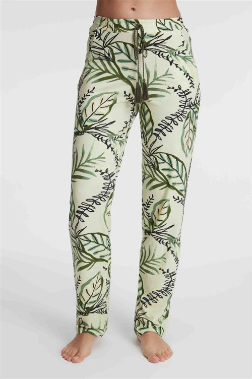 Günlük Ev Giyimi Kadın Viskon Çiçek Desenli Yazlık Örme Normal Bel Pijama Altı