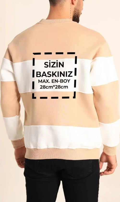 Bisiklet Yaka Parçalı Özel Üretim Sweatshirt