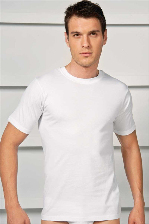 Erkek Pamuklu Kısa Kol Dar Yaka Klasik Fa T-shirt