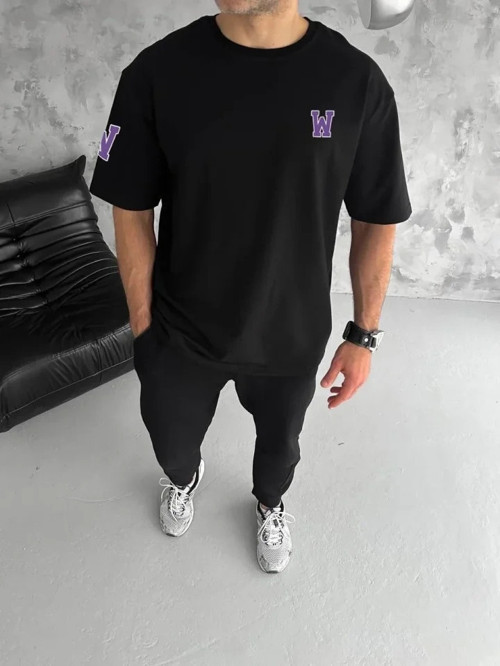 Unisex Bisiklet Yaka Baskılı Oversize TShirt