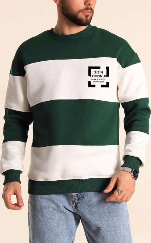 Bisiklet Yaka Parçalı Özel Üretim Sweatshirt