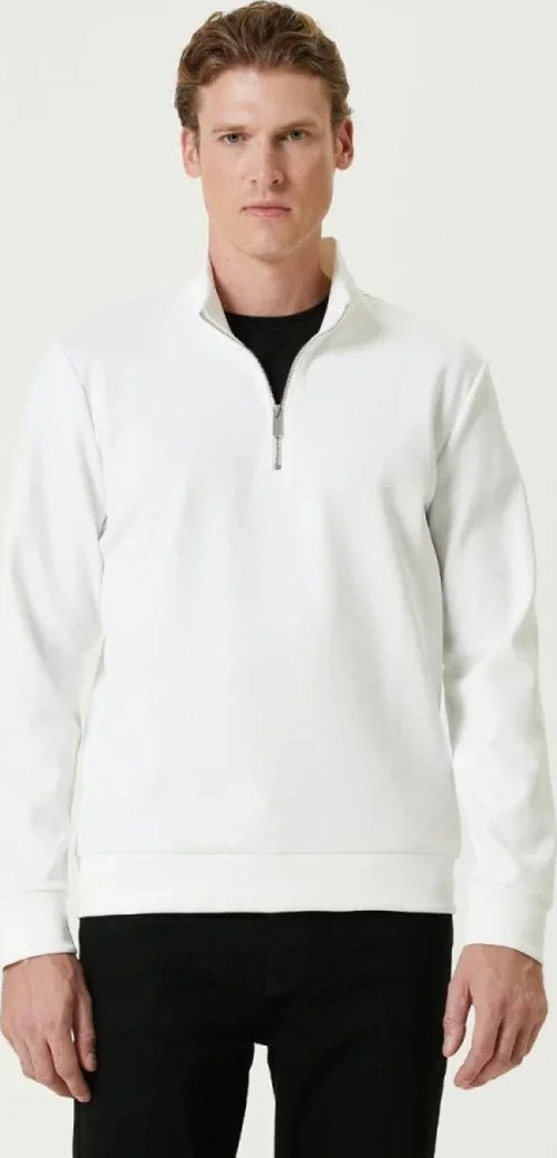 Unisex Uzun Kol Yarım Farmuarlı Yakalı Basic SweatShirt
