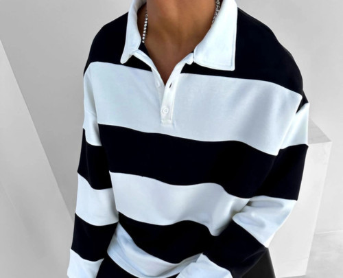 Unisex Üç İplik Parçalı Yakalı SweatShirt