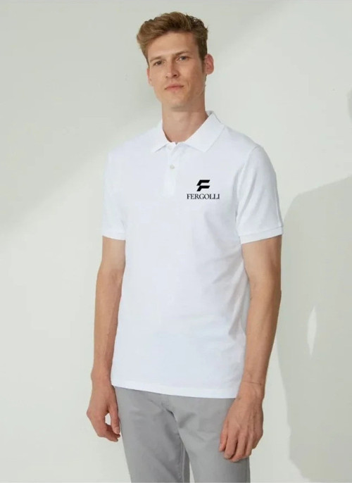Yakası Düğmeli Yakalı Pike Baskılı TShirt