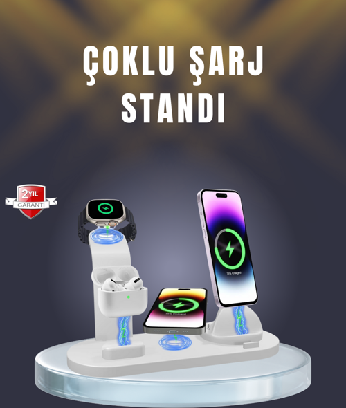 iPhone AirPods ve Akıllı Saat Uyumlu Çoklu Şarj Cihazı
