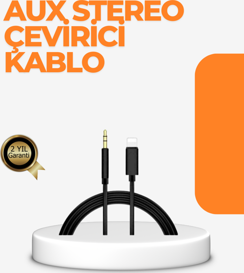 Lightning Girişli Cihazlar İçin 3.5mm Aux Ses Kablo Dönüştürücü 1M