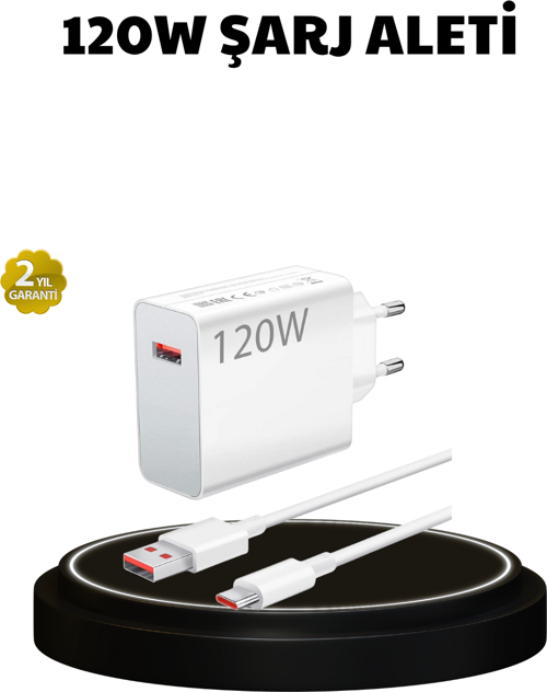 120W Ultra Hızlı Şarj Adaptörü USB-C Destekli Güçlü Şarj Teknolojisi