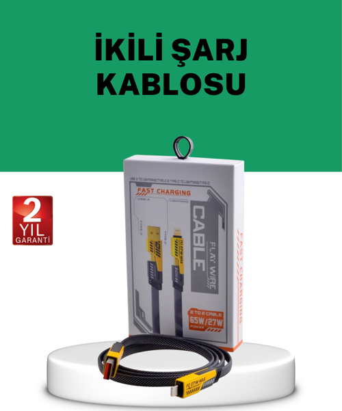 Yüksek Hızlı 65W Güç Çıkışlı Çoklu Cihaz Uyumlu Şarj Kablosu