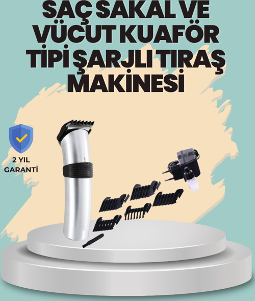 Profesyonel Erkek Tıraş Makinesi – Kablosuz Paslanmaz Bıçaklı ve Tam Aksesuar