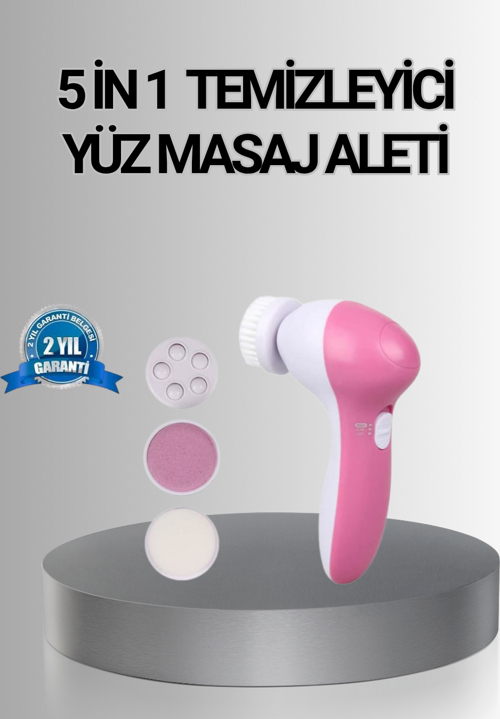 5 Başlıklı Yüz Masaj Aleti – Cilt Temizleme Peeling Siyah Nokta ve Gözenek Bakımı