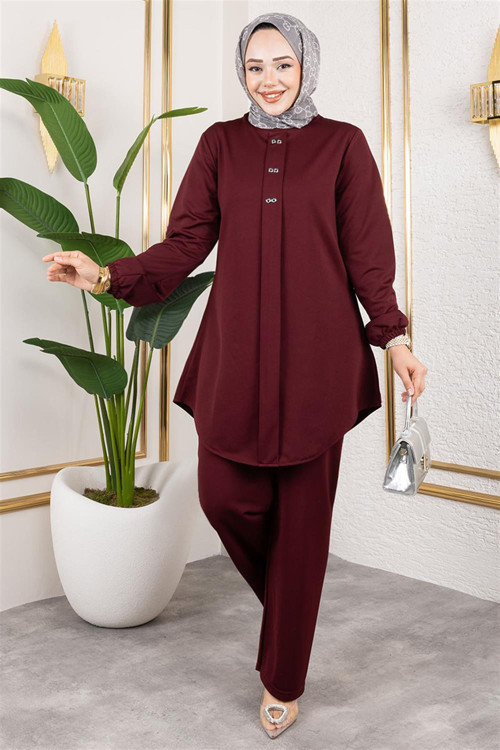 Önden Patlı Krep Takım BORDO - BORDO - 46