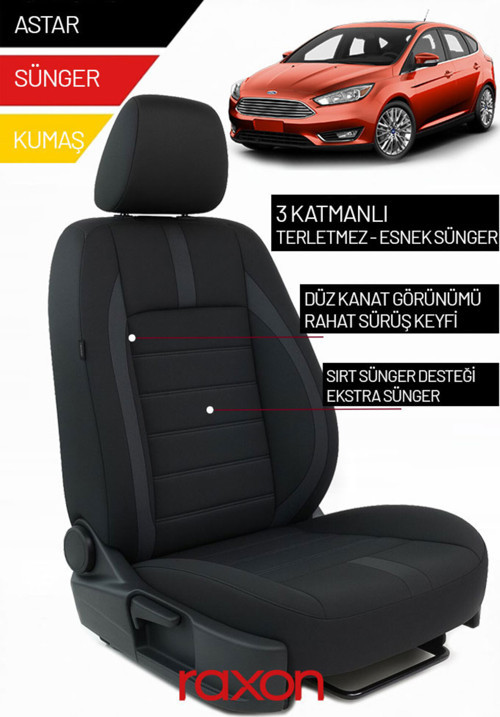 Ford Focus 2019 ve Sonrası İçin 2+1 Binek Araçlara Uyumlu Tay Tüyü Oto Koltuk Kılıfı