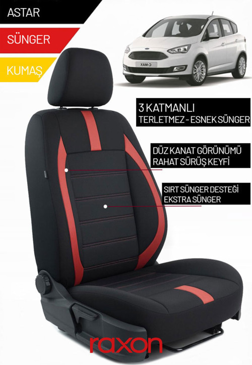 Ford Grand C-Max 2019 ve Sonrası İçin 2+1 Binek Araçlara Uyumlu Tay Tüyü Oto Koltuk Kılıfı