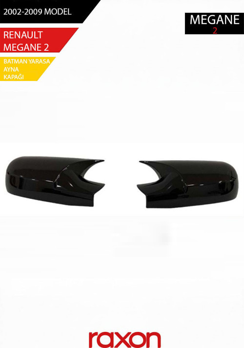 RENAULT MEGANE 2 - 2002-2009 Batman & Yarasa Ayna Kapağı – Parlak Piano Black Sport
