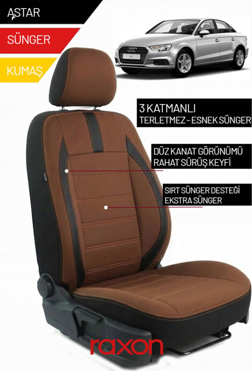 Audi A3 Sedan 2018 ve Sonrası İçin 2+1 Binek Araçlara Uyumlu Tay Tüyü Oto Koltuk Kılıfı