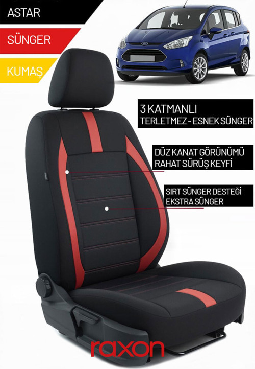 Ford B-Max 2019 ve Sonrası İçin 2+1 Binek Araçlara Uyumlu Tay Tüyü Oto Koltuk Kılıfı
