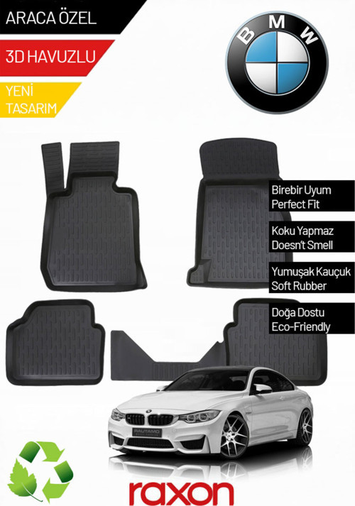 BMW 4 Serisi F32 2015+ 3D Siyah Havuzlu Paspas – Tam Uyumlu Premium Set
