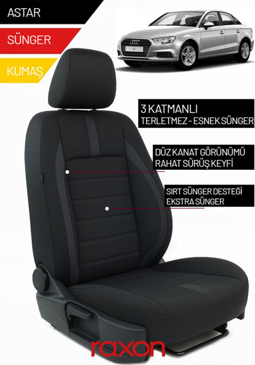 Audi A3 Sedan 2018 ve Sonrası İçin 2+1 Binek Araçlara Uyumlu Tay Tüyü Oto Koltuk Kılıfı
