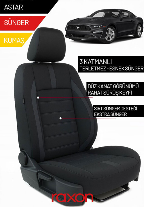 Ford Mustang 2019 ve Sonrası İçin 2+1 Binek Araçlara Uyumlu Tay Tüyü Oto Koltuk Kılıfı