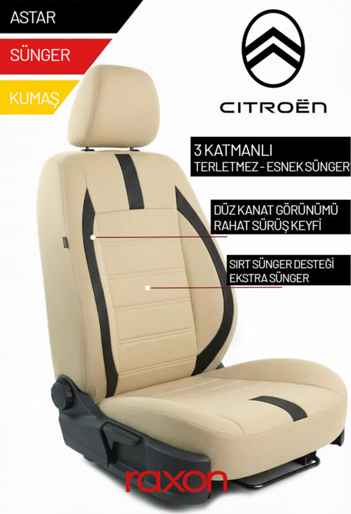 Citroen Neptune Series 2+1 Uyumlu Tay Tüyü Oto Koltuk Kılıfı - Premium Şık ve Konforlu Tasarım